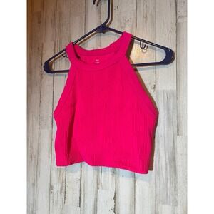 Aerie Cropped Ribbed Pink tank Size Large